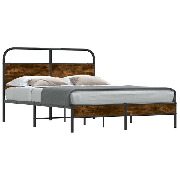 vidaXL Cadre de lit sans matelas 140x190 cm chêne fumé bois ingénierie