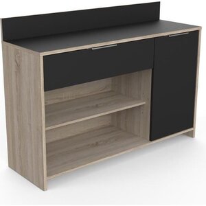 DEMEYERE Buffet de cuisine L 123cm - Décor chene brut et noir - MIKE