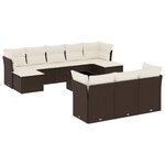 vidaXL Salon de jardin et coussins 11 Pièces marron résine tressée