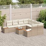 vidaXL Ensemble de canapé de jardin 9 Pièces Beige Poly rotin