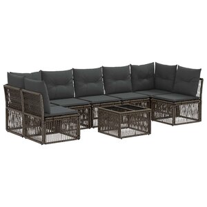 vidaXL Ensemble de canapé de jardin 8 Pièces Gris polyrotin
