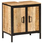 vidaXL Armoire lavabo de salle de bain bois massif de manguier et fer
