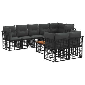 vidaXL Ensemble de canapés d'extérieur 9 Pièces Noir et Gris foncé