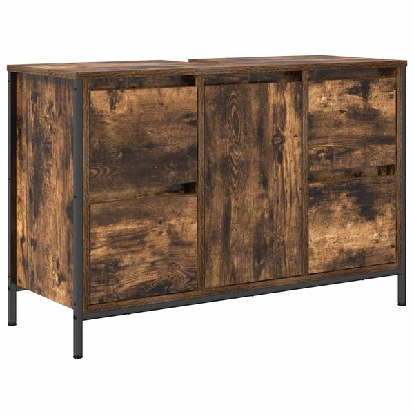 vidaXL Meuble sous-vasque avec tiroirs chêne fumé 90x34 5x60 cm