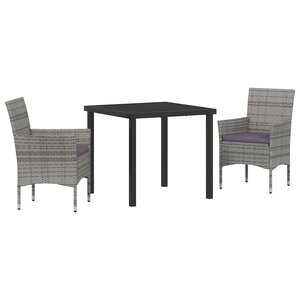 vidaXL Ensemble de salle à manger pour jardin 3 Pièces Gris polyrotin