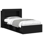 vidaXL Cadre de lit avec rangement Noir 100 x 200 cm Bois d'ingénierie