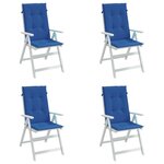 vidaXL Coussins de chaise de jardin à dossier haut lot de 4 bleu royal