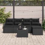 vidaXL Ensemble de canapé de jardin 6 Pièces Noir polyrotin