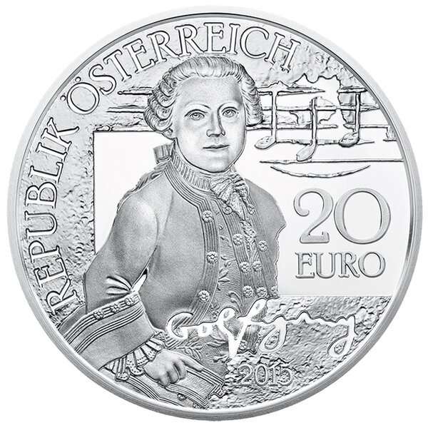 Pièce de monnaie 20 euro Autriche 2015 argent BE – Wolfgang (le prodige)