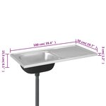 vidaXL Jeu d'évier de cuisine et égouttoir argenté 1000x500x155mm inox