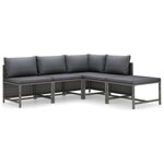 Salon de jardin meuble d'extérieur ensemble de mobilier 5 pièces avec coussins résine tressée gris 02_0016435