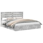 vidaXL Lit de Rangement Gris béton 200 x 200 cm Bois d'ingénierie