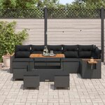 vidaXL Ensemble de canapé de jardin avec coussin 10 Pièces Noir