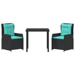 vidaXL Ensemble de Salle à Manger de Jardin de 3 Pièces Rattan Poly Noir