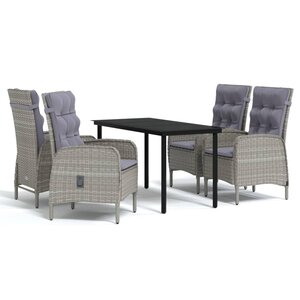vidaXL Ensemble à manger de jardin et coussins 5Pièces Gris/noir