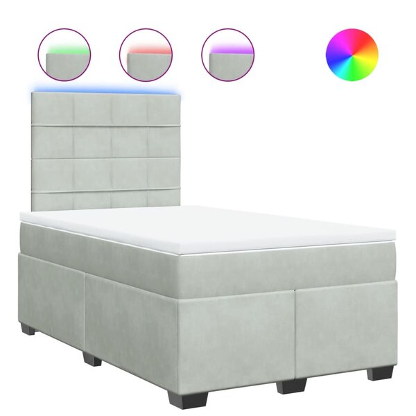 vidaXL Sommier à lattes de lit et matelas Gris clair 120x200cm Velours