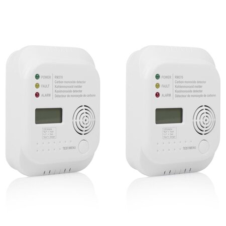 Smartwares détecteur de monoxyde de carbone 2 packs 12x9x3 5 cm blanc