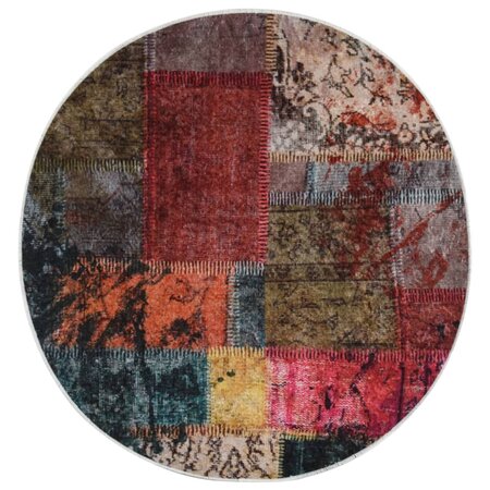 vidaXL Tapis lavable antidérapant Patchwork φ120 cm Multicolore