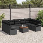 vidaXL Ensemble de canapé de jardin 10 Pièces Noir