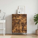 vidaXL Buffet Chêne fumé 66 x 34 5 x 90 cm Bois d'ingénierie