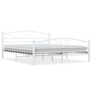 vidaXL Cadre de lit et tête de lit sans matelas blanc 160x200 cm métal