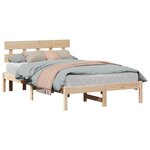 vidaXL Cadre de lit Marron 135 x 190 cm Bois de pin massif