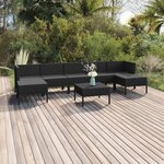 vidaXL Salon de jardin 8 Pièces avec coussins résine tressée noir