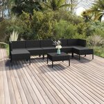 vidaXL Salon de jardin 8 Pièces avec coussins Résine tressée Noir