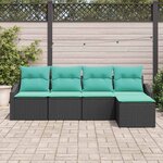 vidaXL Ensemble de Canapés avec coussin 5 Pièces Noir polyrotin