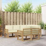 vidaXL Ensemble de canapés d'extérieur 7 Pièces Blanc et crème Polyester