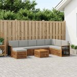 vidaXL Ensemble de canapés d'extérieur 7 Pièces Naturel et gris clair
