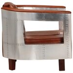 vidaXL Fauteuil en style d'aviation marron cuir véritable