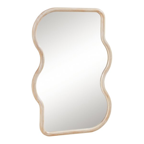 Miroir décoration moderne design mural 90 x 60 cm effet chêne beige 03_0010174