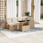 vidaXL Salon de jardin avec coussins 7 Pièces beige résine tressée