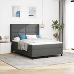 vidaXL Lit à ressort LED avec matelas Gris foncé 140 x 190 cm tissu