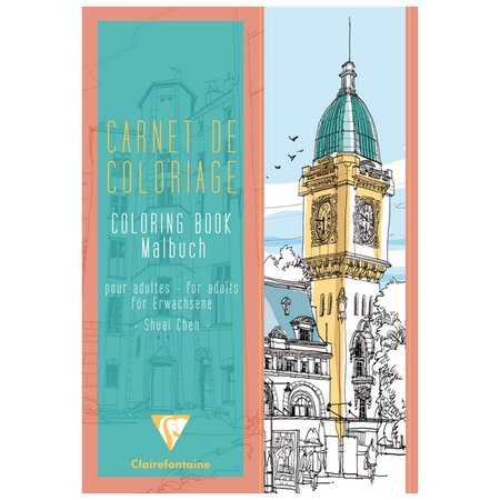 Clairefontaine - carnet de coloriage pour adultes 21x29.7 cm - modèle : villes