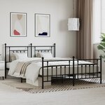 vidaXL Cadre de lit métal sans matelas avec pied de lit noir 160x200cm