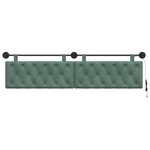 vidaXL Tête de lit suspendue Avec lumière LED Vert Mer Velours
