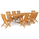 vidaXL Ensemble à manger de jardin 9 Pièces Bois de teck massif