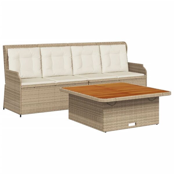 vidaXL Salon de jardin avec coussins 3 Pièces beige résine tressée