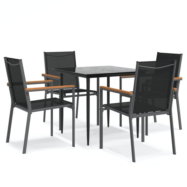 vidaXL Ensemble à manger de jardin 5 Pièces noir textilène et acier