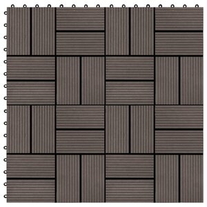 vidaXL Carreau de terrasse 11 Pièces WPC 30 x 30 cm 1 m² Marron foncé