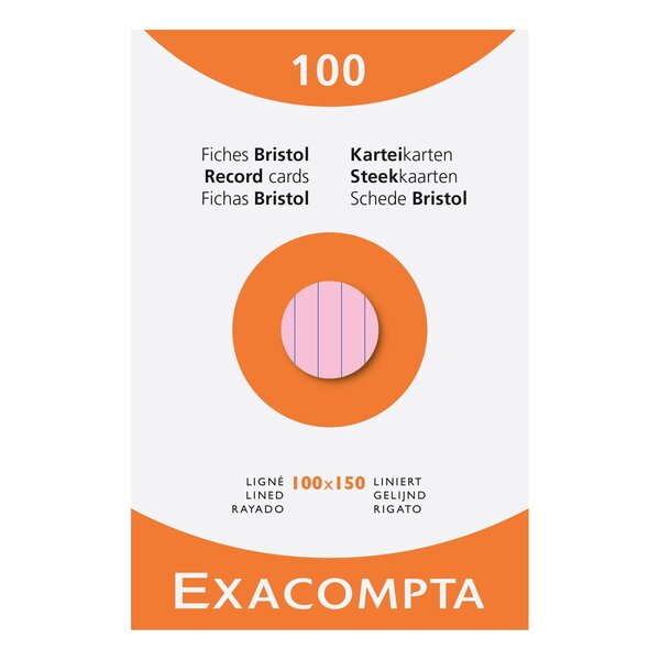 Etui De 100 Fiches - Bristol Ligné Non Perforé 100x150mm - Couleurs Assorties - X 10 - Exacompta
