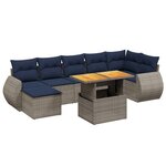 vidaXL Salon de jardin 8 Pièces avec coussins gris résine tressée