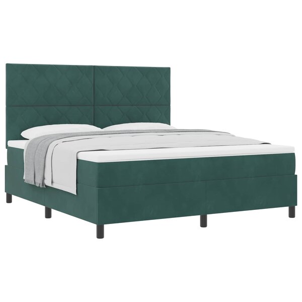 vidaXL Lit à ressorts avec matelas Vert foncé 180 x 200 cm tissu
