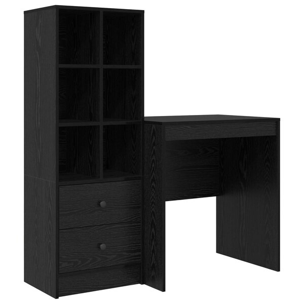 vidaXL Bureau avec tiroir avec étagère avec stockage 2 Pièces Chêne noir