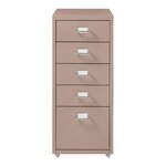Caisson de bureau armoire meuble de rangement à roulettes avec 5 tiroirs 69 x 28 x 41 cm marron clair 03_0009102
