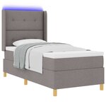 vidaXL Lit à ressorts avec bandes LED Taupe 90 x 190 cm tissu