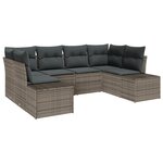 vidaXL Ensemble de canapé de jardin 6 pièces avec coussins gris en poly rotin