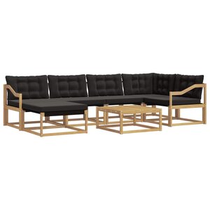 vidaXL Ensemble de canapés d'extérieur 7 pc Blanc et noir